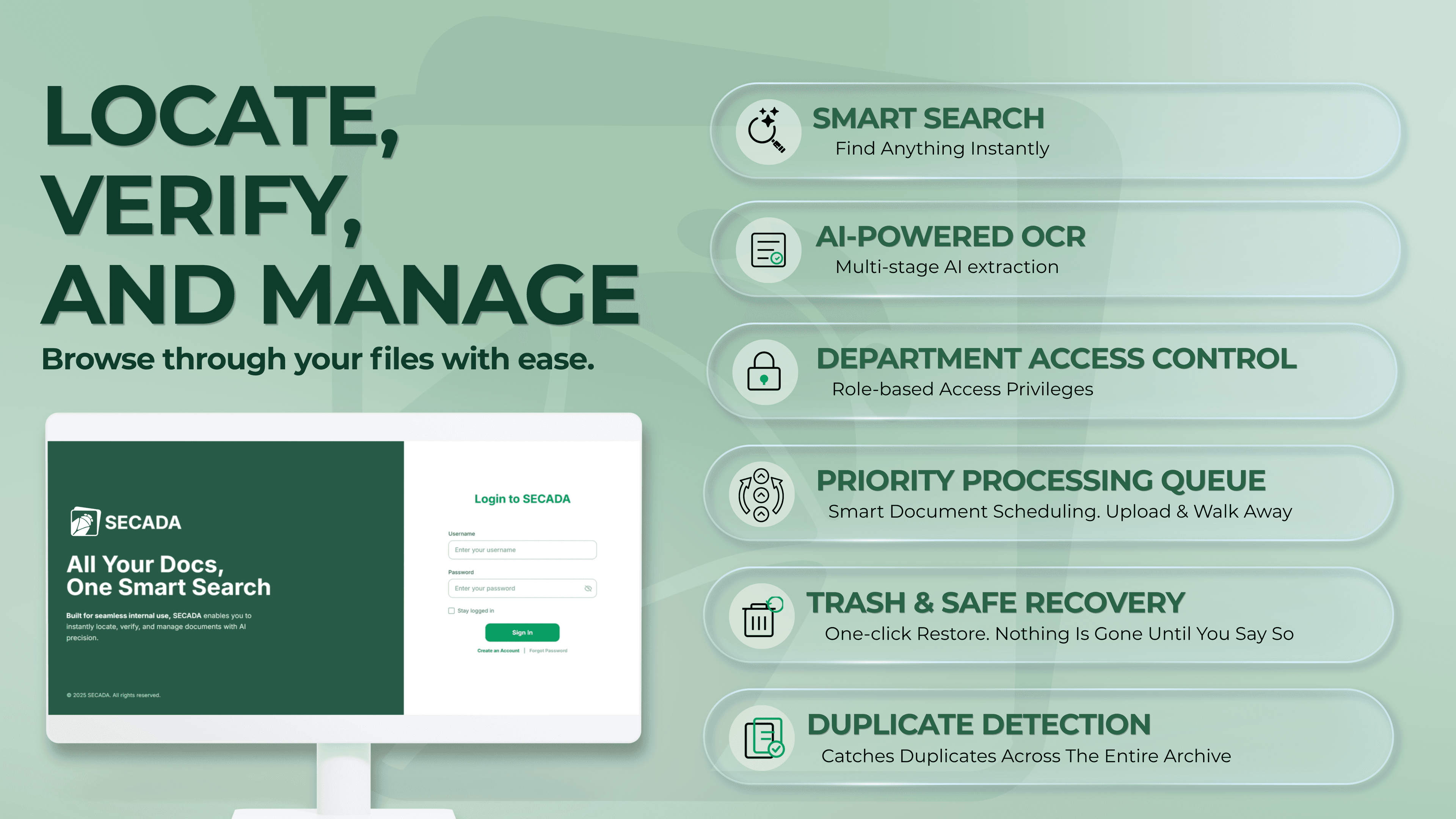 Secada — AI-powered document search across typed and handwritten content